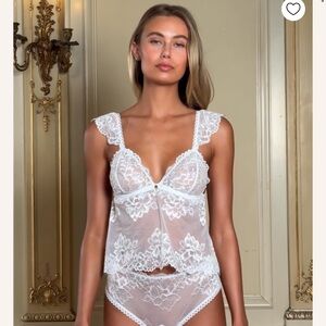 Gooseberry Intimates Caraco White Lace Tank Top
